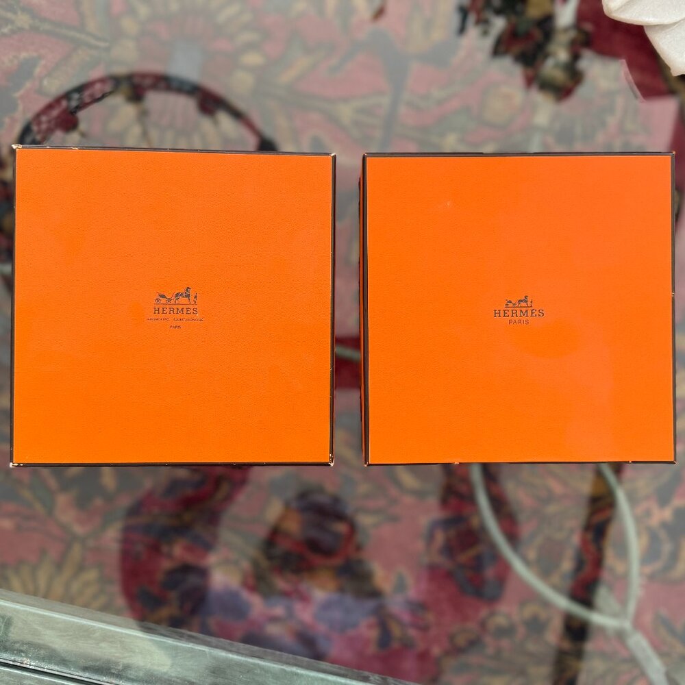 Hermes Square Orange Box 7.5" Set of 2